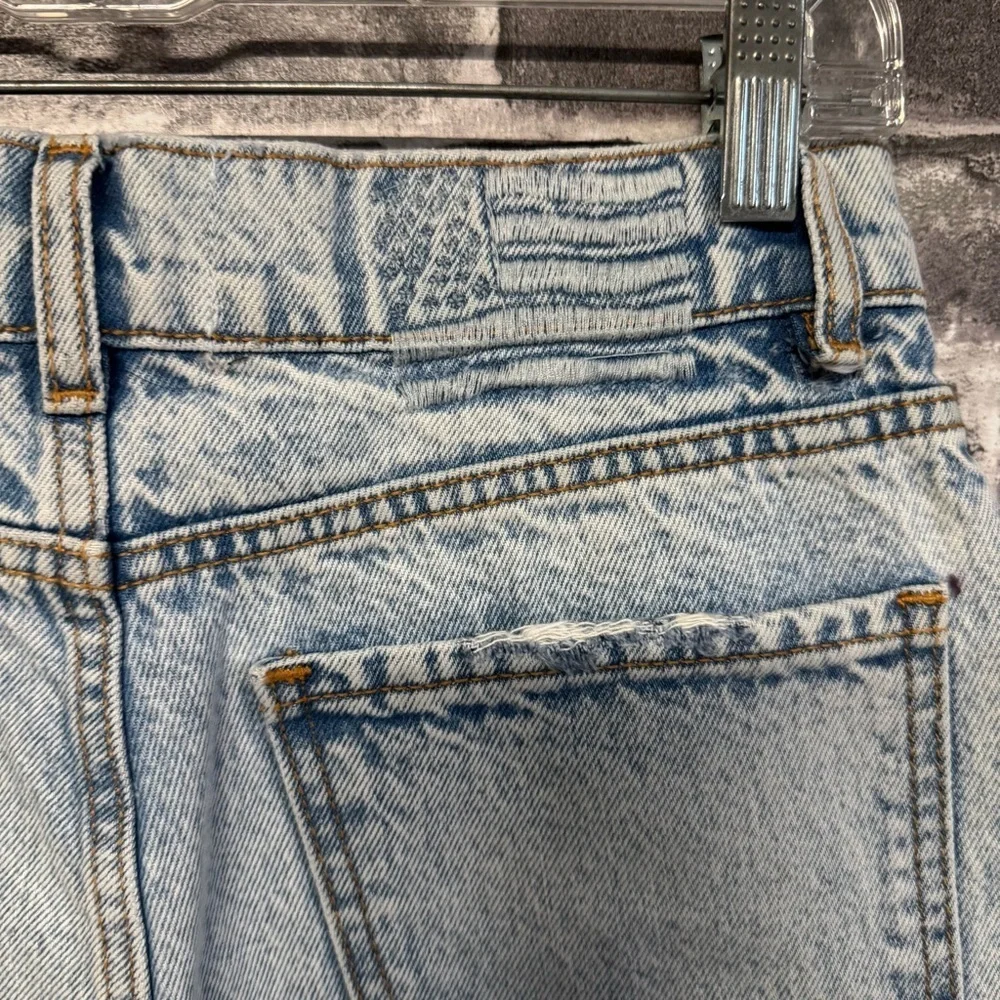 Revice Beverly Drive Button Fly Long Bermuda Denim Jean Shorts distressed